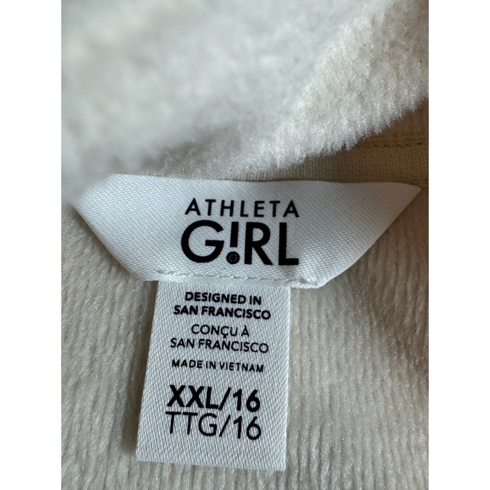 Athleta Girl Cream Fleece Asymmetrical Zip Tulip Hem Sweatshirt XXL 16 - Picture 5 of 7